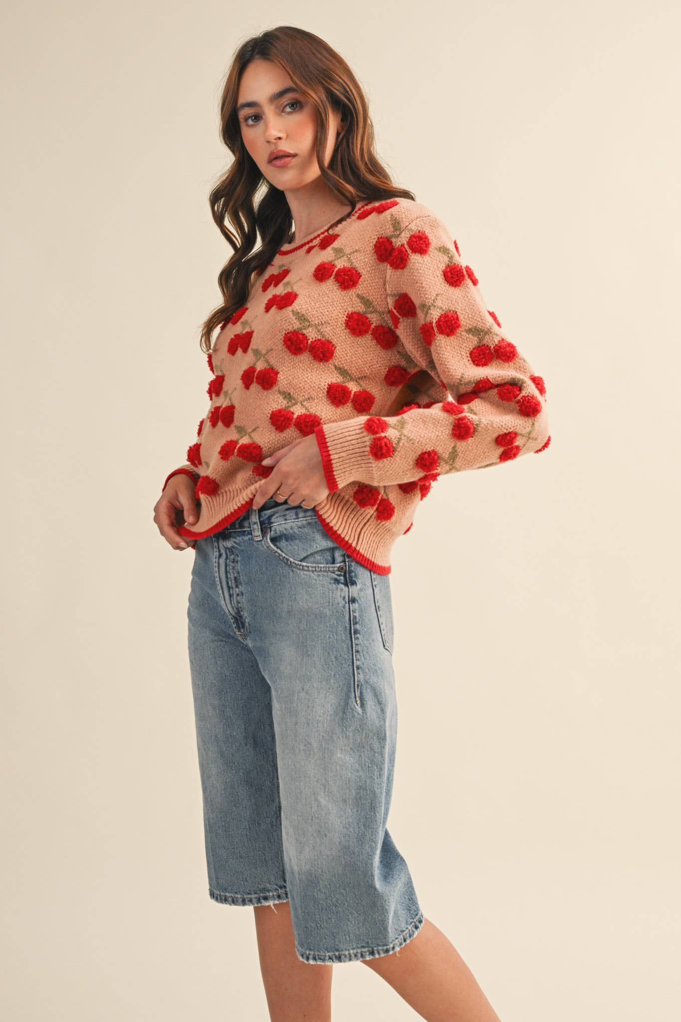 FUZZY CHERRY SWEATER MSW11122