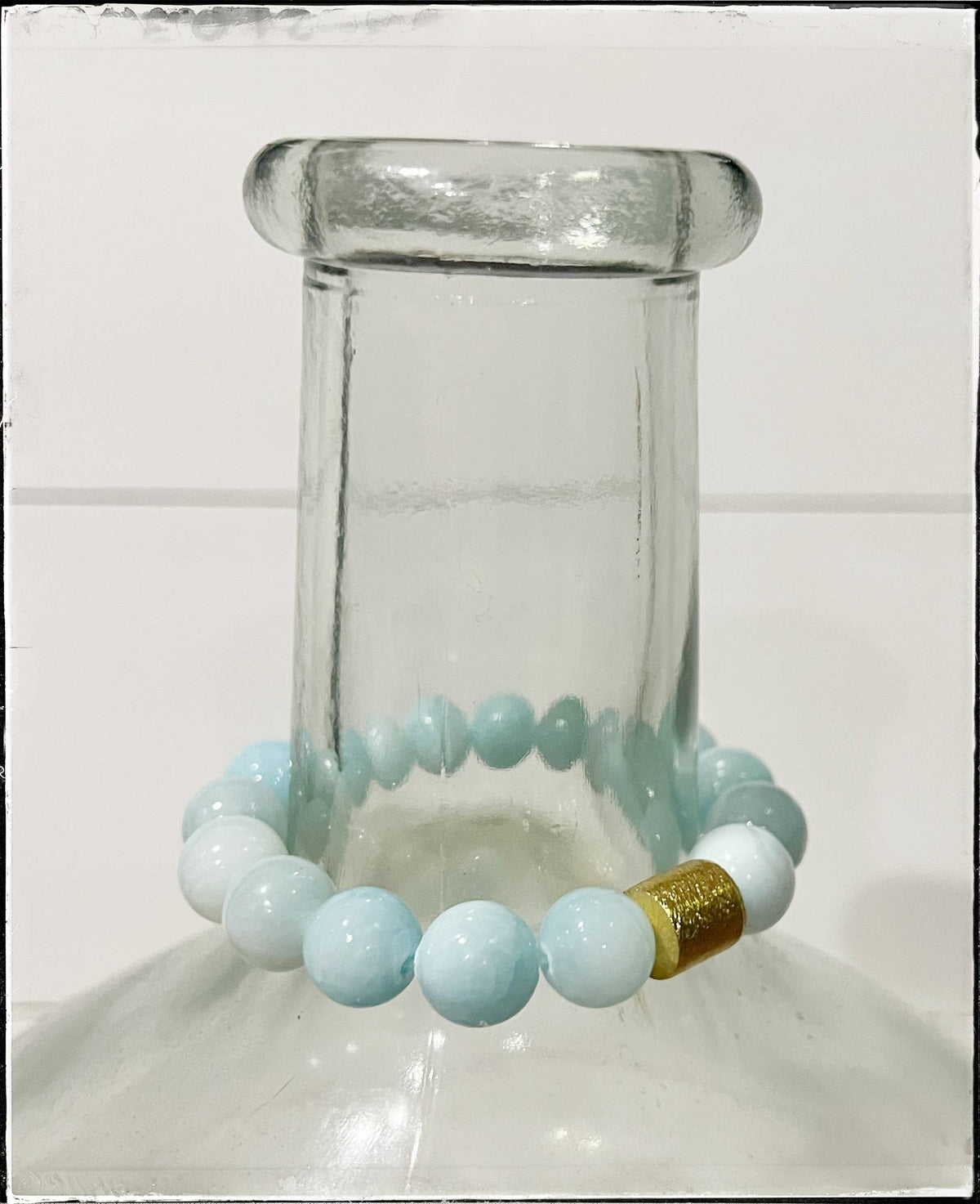 Light Blue Jade Gemstone Stone Beaded Stretch Bracelet