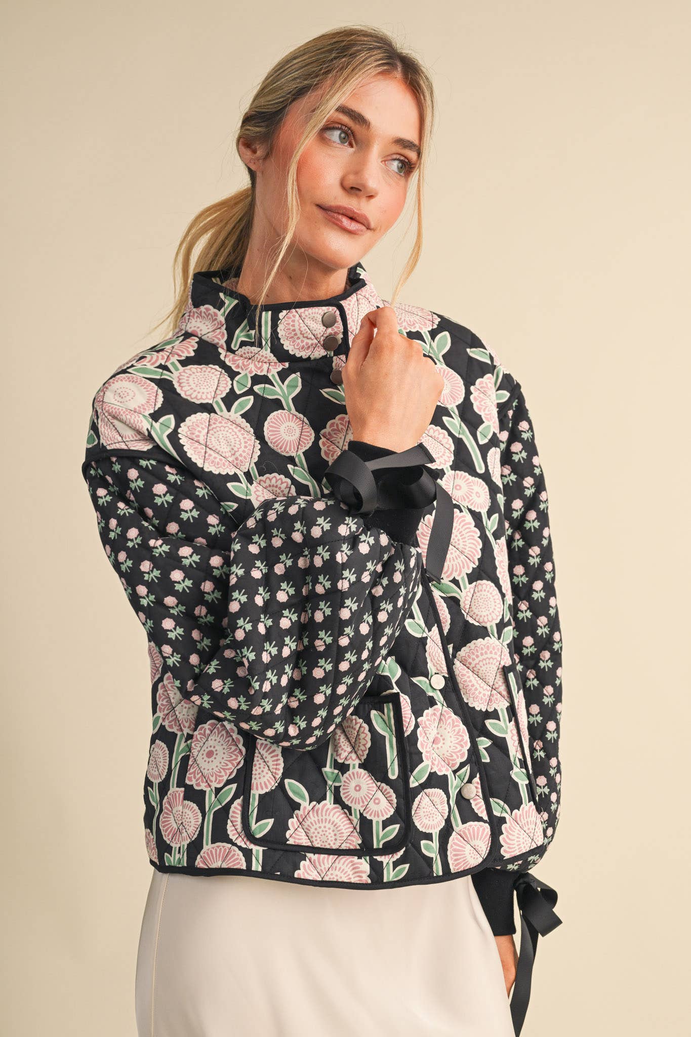 QUILTED FLORAL PRINT JACKET