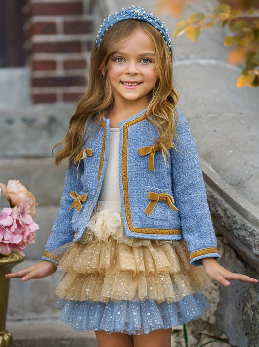 Hello Darling Blue Tweed Jacket & Tulle Skirt