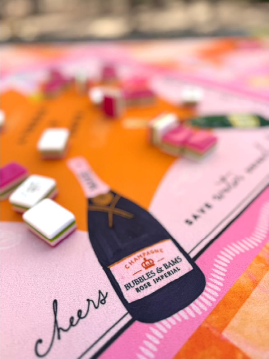 Bams & Bubbly Mahjong Mat | Champagne TRAVEL [Non Neoprene]