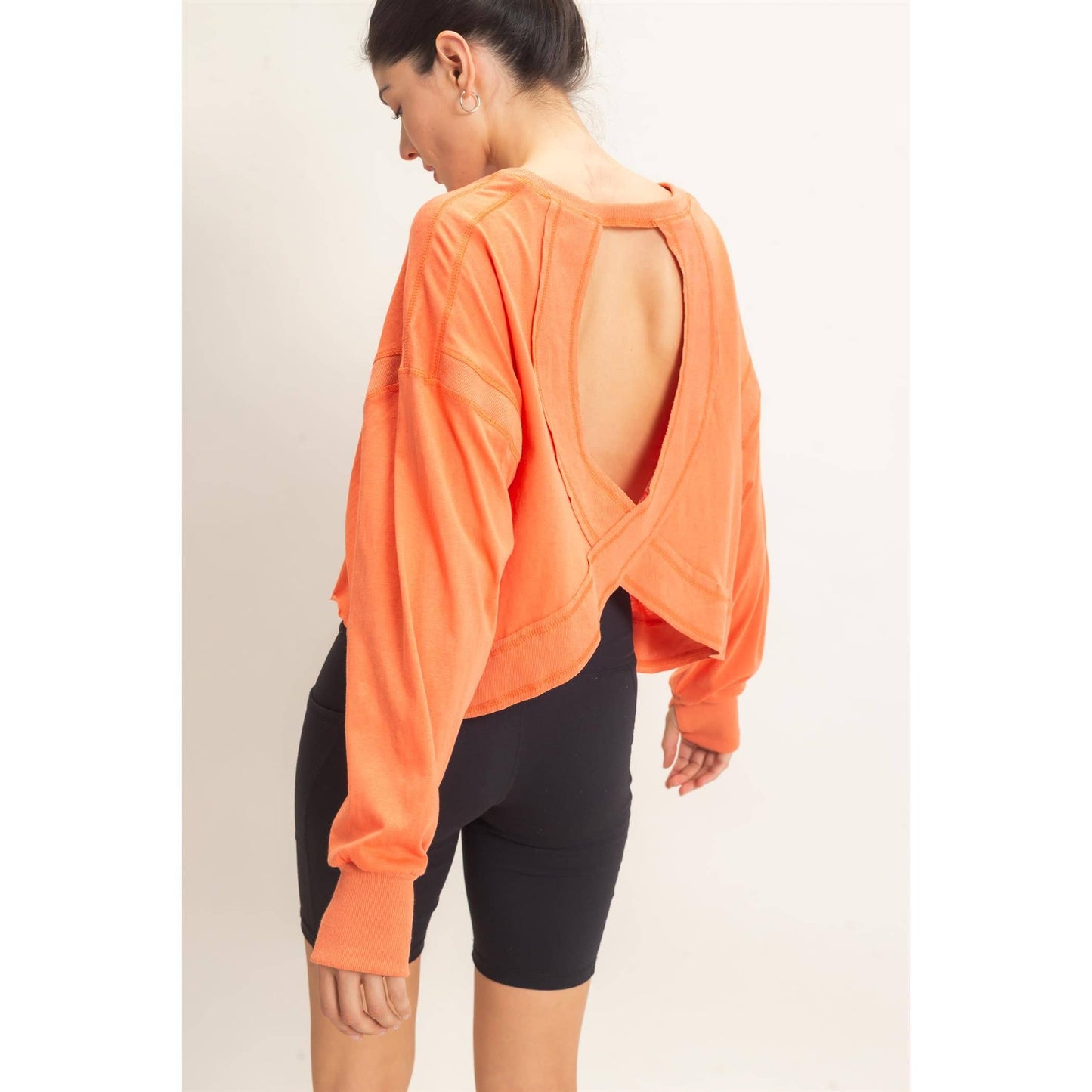Crew Neck Top with Open Back