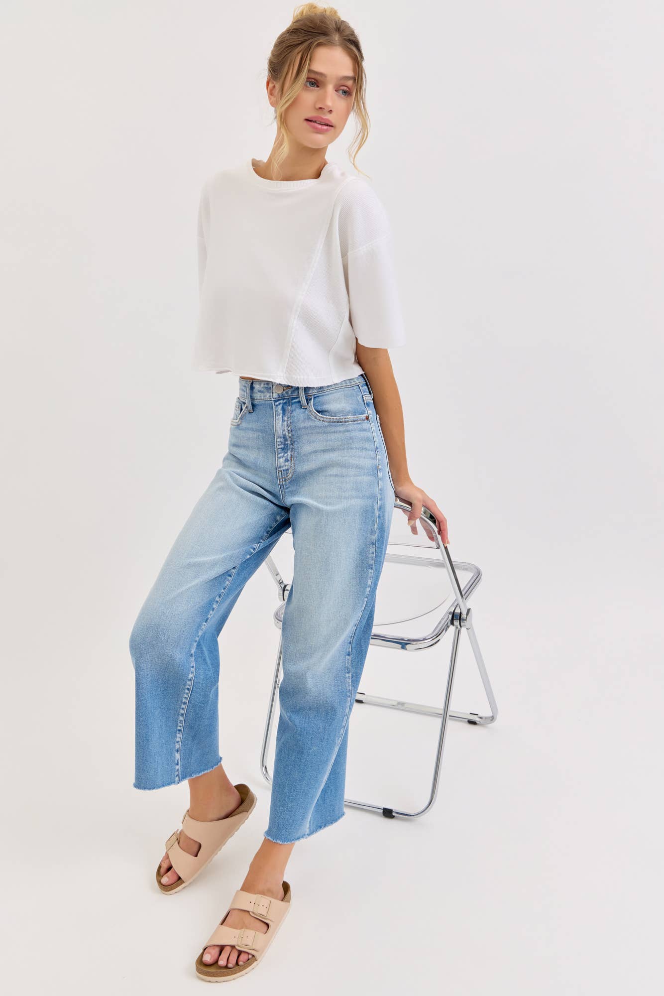 High Rise Crop Wide Leg Denim