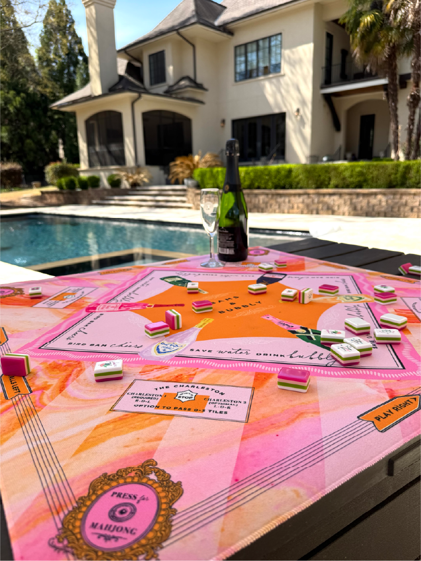 Bams & Bubbly Mahjong Mat | Champagne TRAVEL [Non Neoprene]