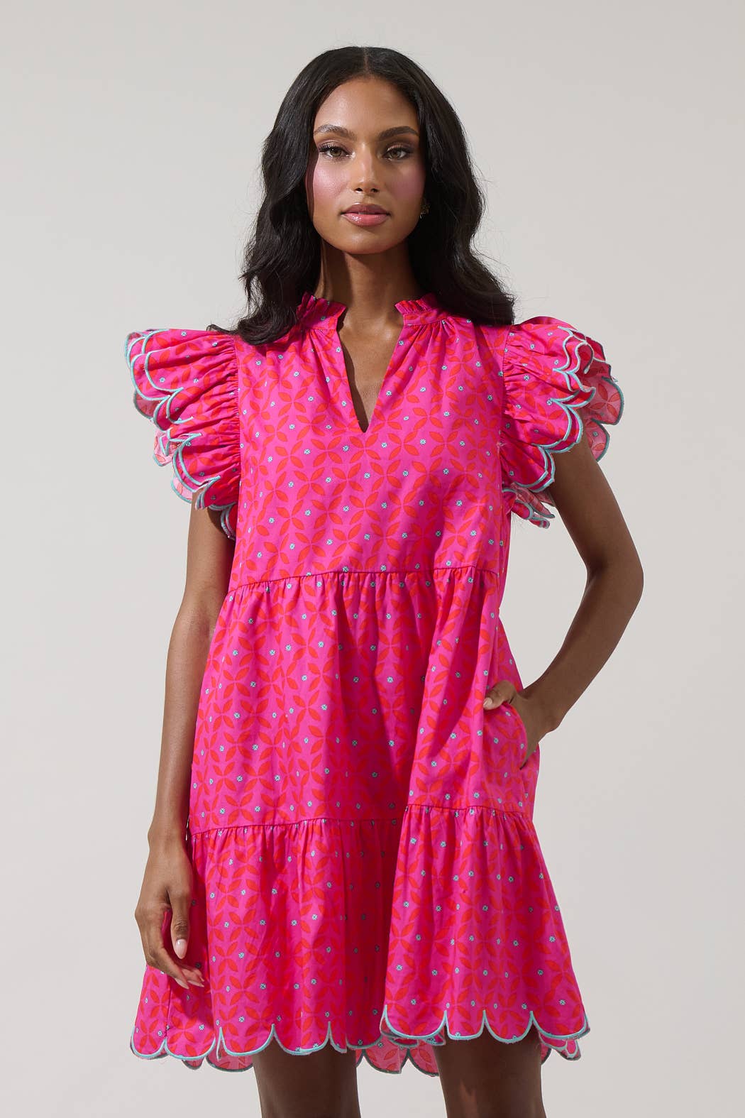 Vaila Floral Scallop Dress