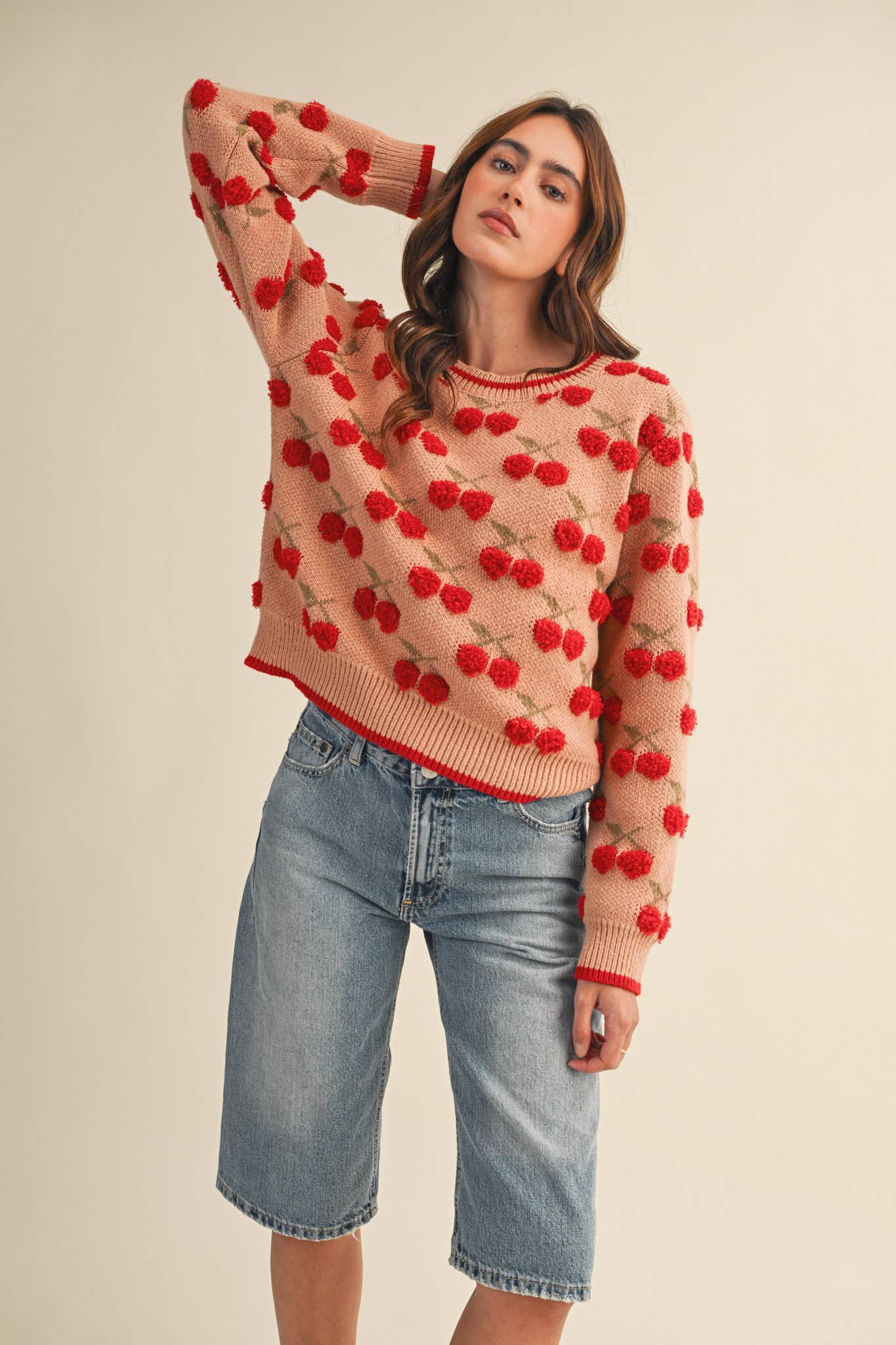 FUZZY CHERRY SWEATER MSW11122