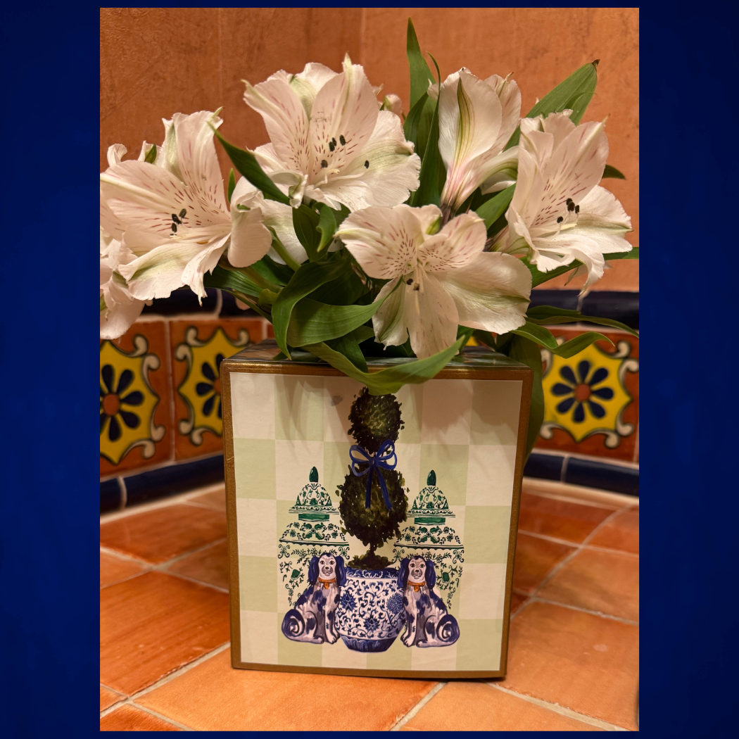Kleenex Box Staffordshire dogs and topiary