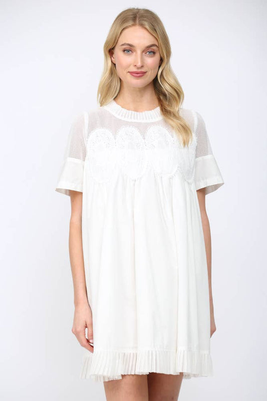 Lace Applique White Dress