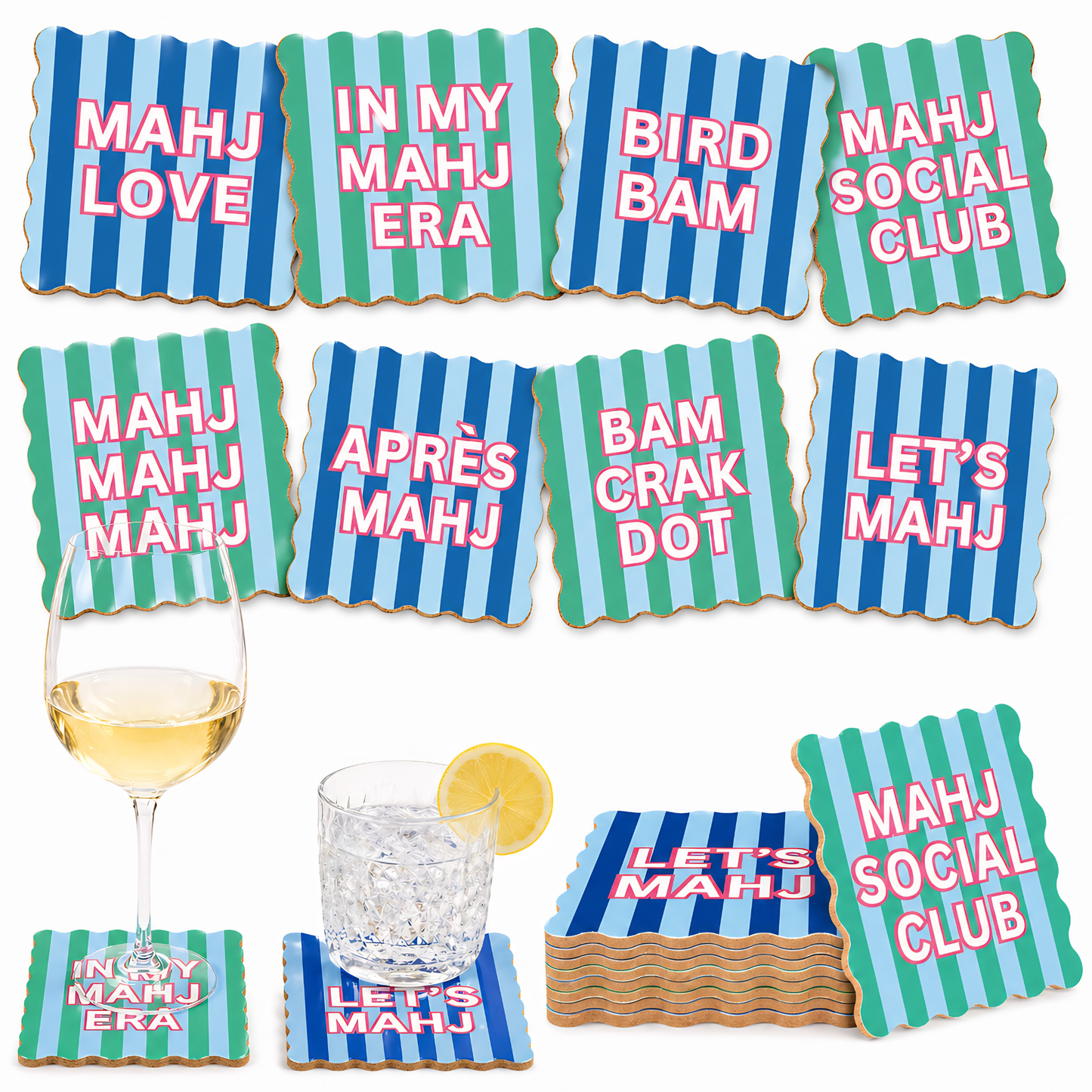 Mahjong Social Club Coaster Set – Set of 4