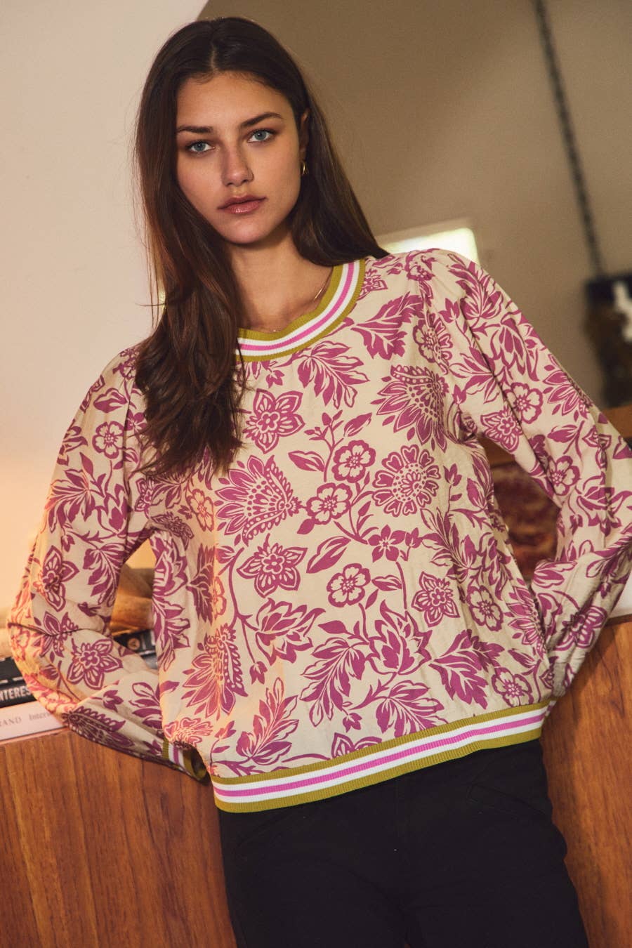 Floral Print Knit Top