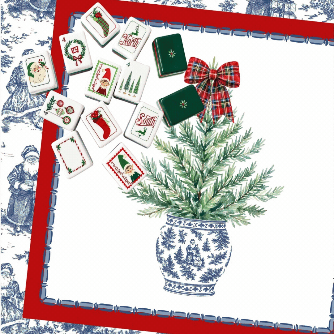 Tartan Toile Noël Mahjong Mat
