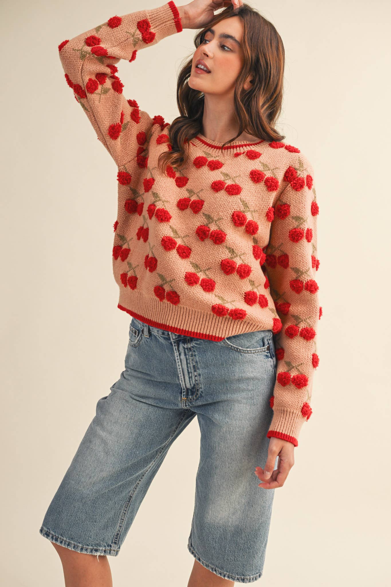FUZZY CHERRY SWEATER MSW11122