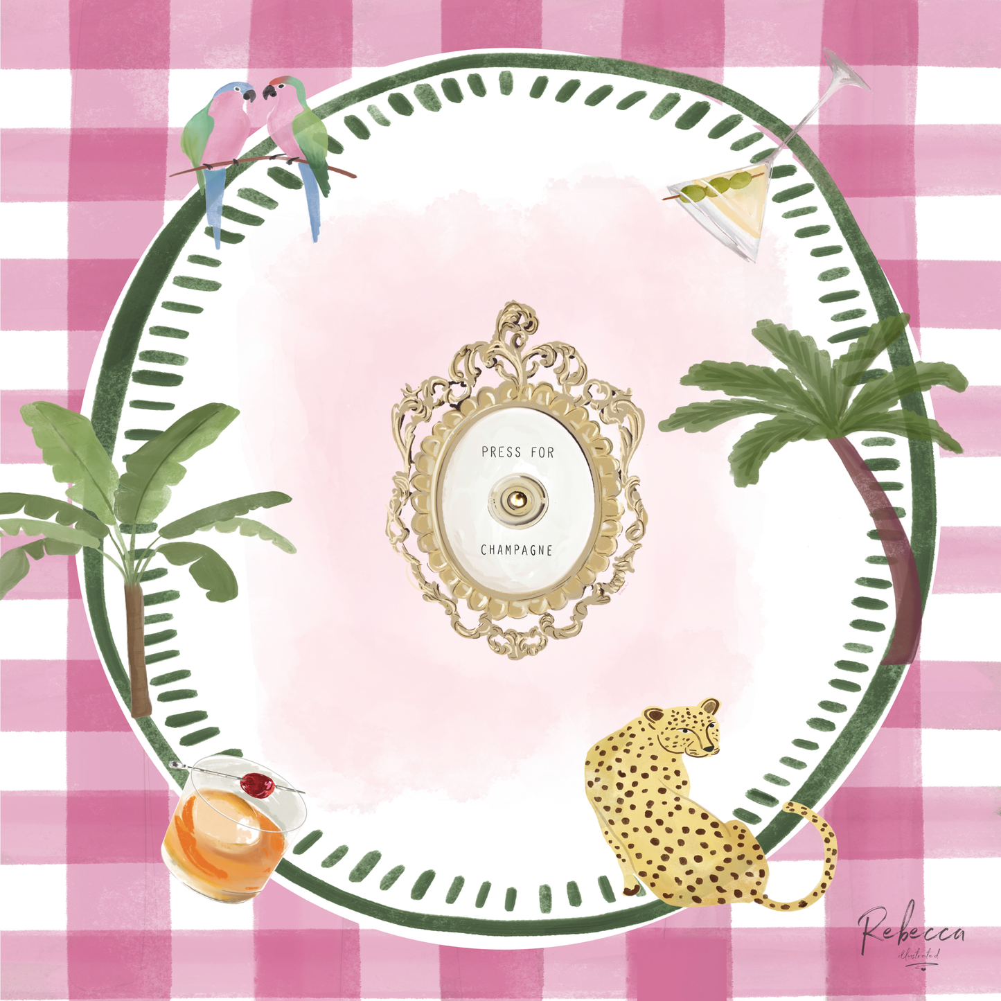 PINK GINGHAM-MAHJONG MAT