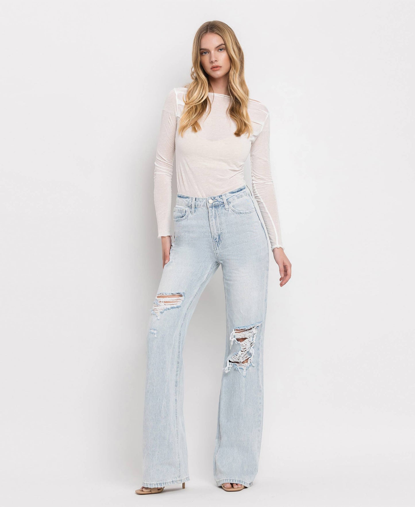 90'S VINTAGE SUPER HIGH RISE FLARE JEANS