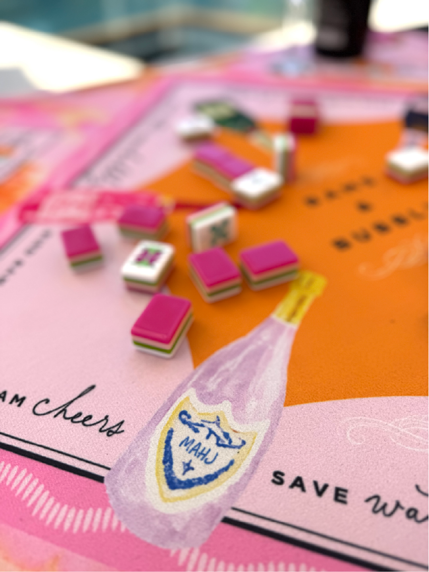 Bams & Bubbly Mahjong Mat | Champagne TRAVEL [Non Neoprene]