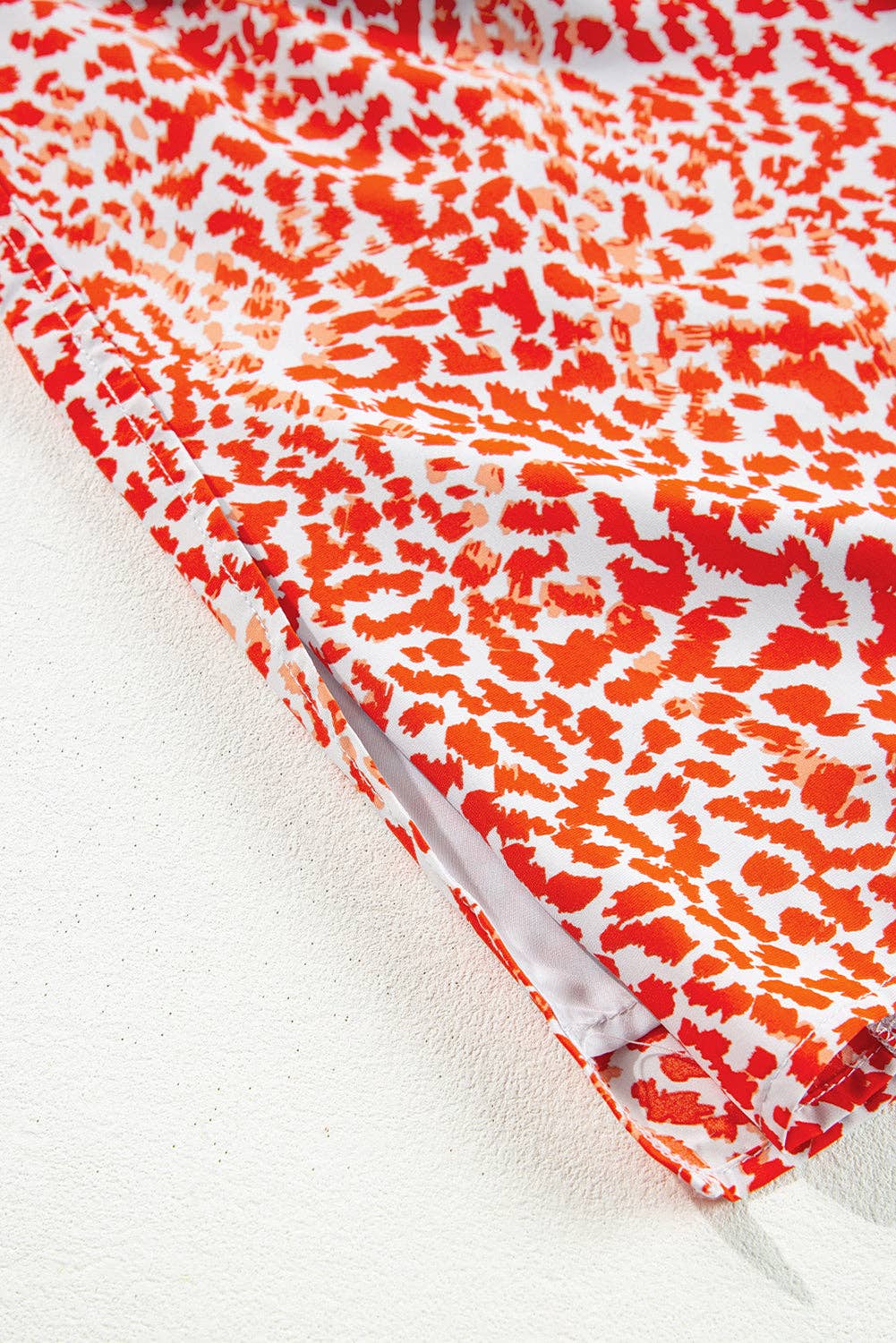 Red Leopard Print Long Sleeve Dress