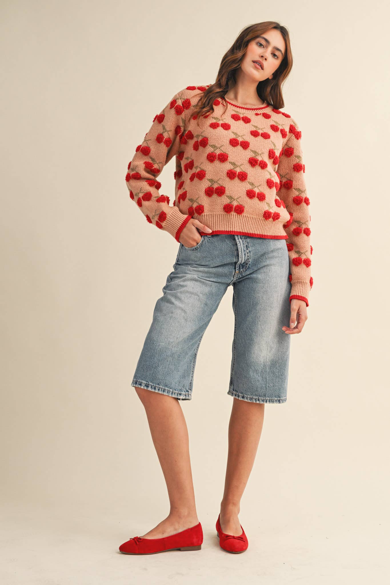FUZZY CHERRY SWEATER MSW11122