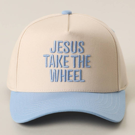 JESUS TAKE THE WHEEL 3D Embroidered Two-Tone Trucker Hat