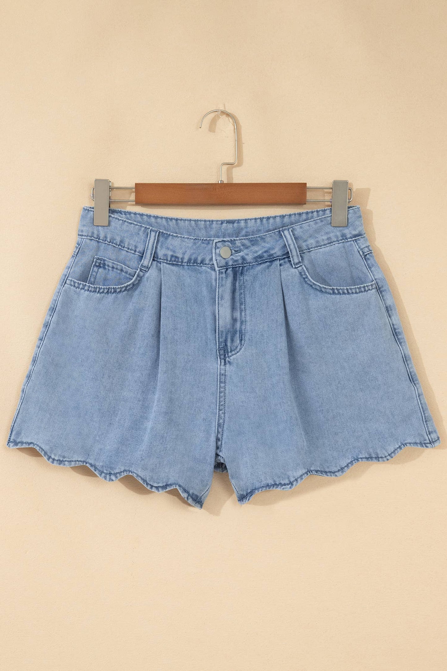 Scalloped Denim Shorts
