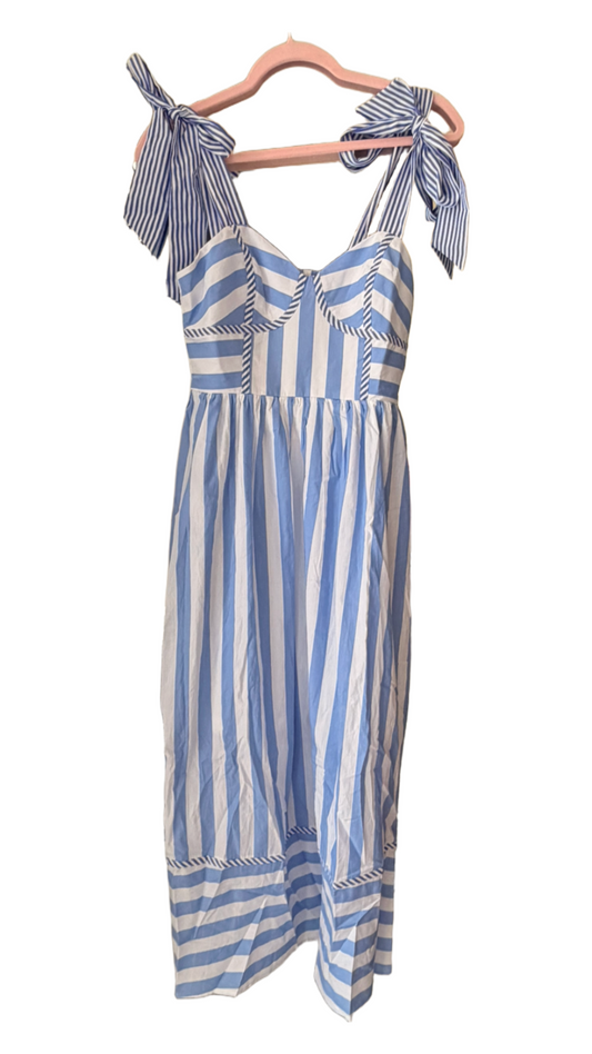 Blue and White tie maxi Dress