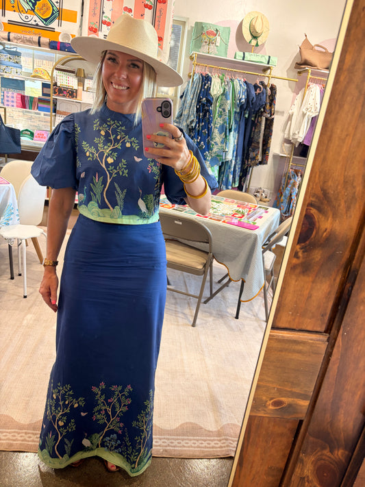 Blue Bird Skirt Set
