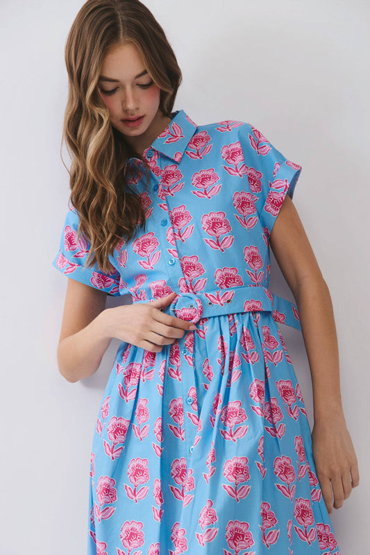 Floral Midi Shirt Dress