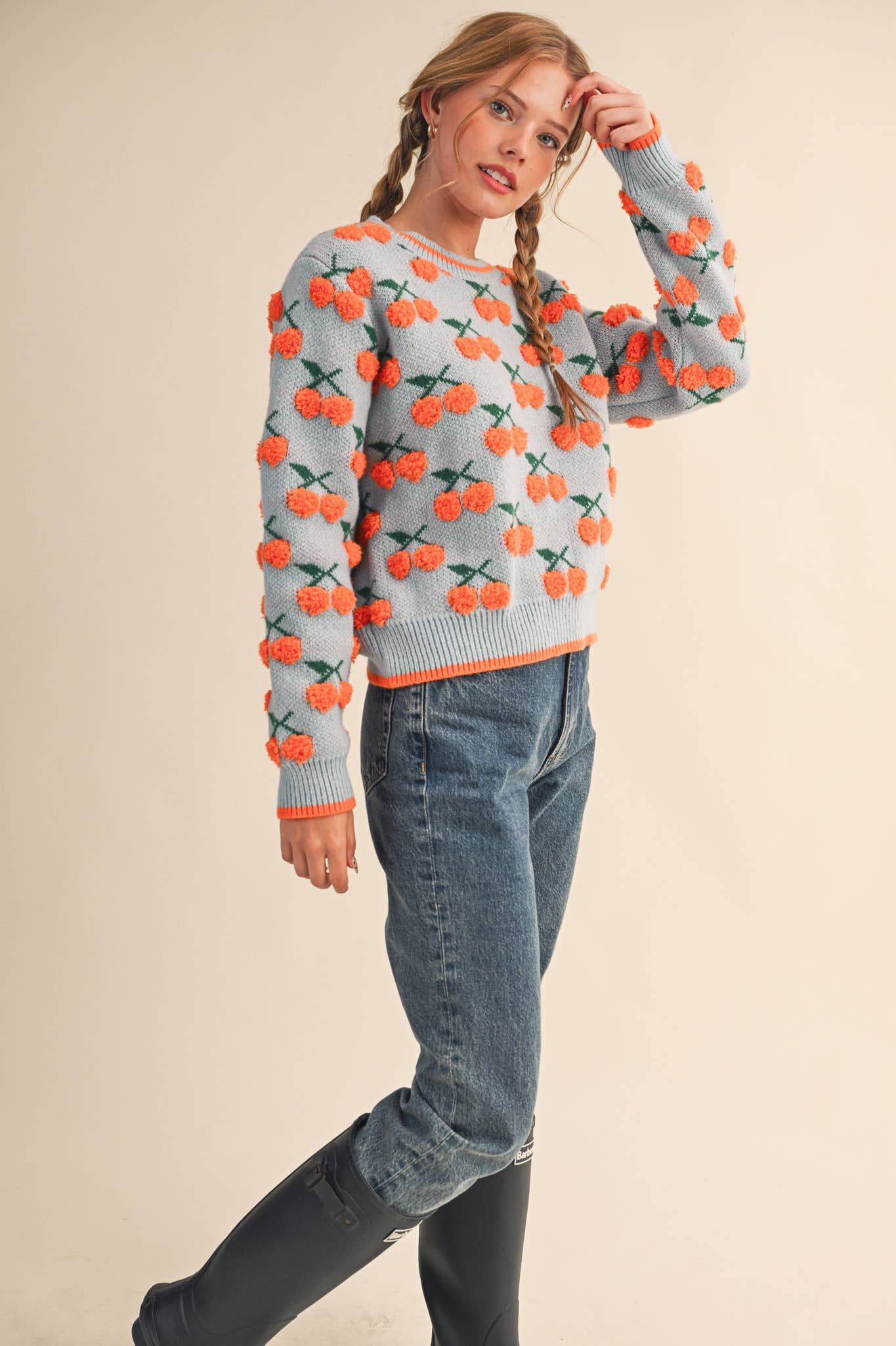 FUZZY CHERRY SWEATER MSW11122