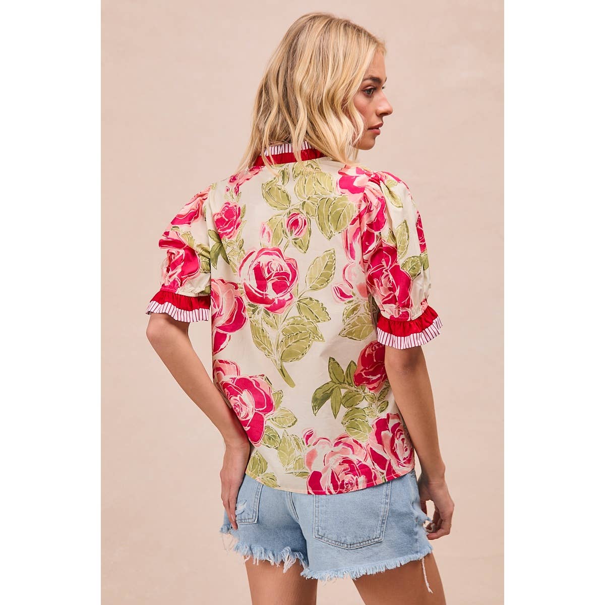 FLORAL  RUFFLED BLOUSE