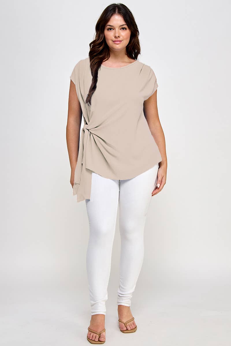 Curve Collection Tie Waist Black Top 1X-3X