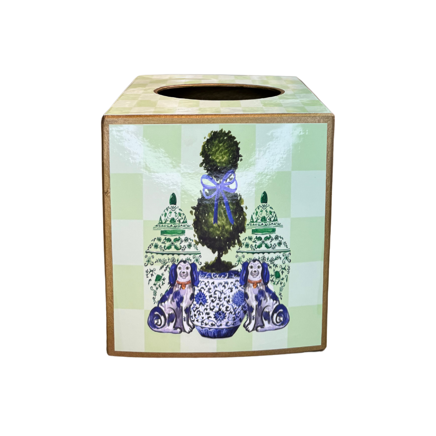 Kleenex Box Staffordshire dogs and topiary