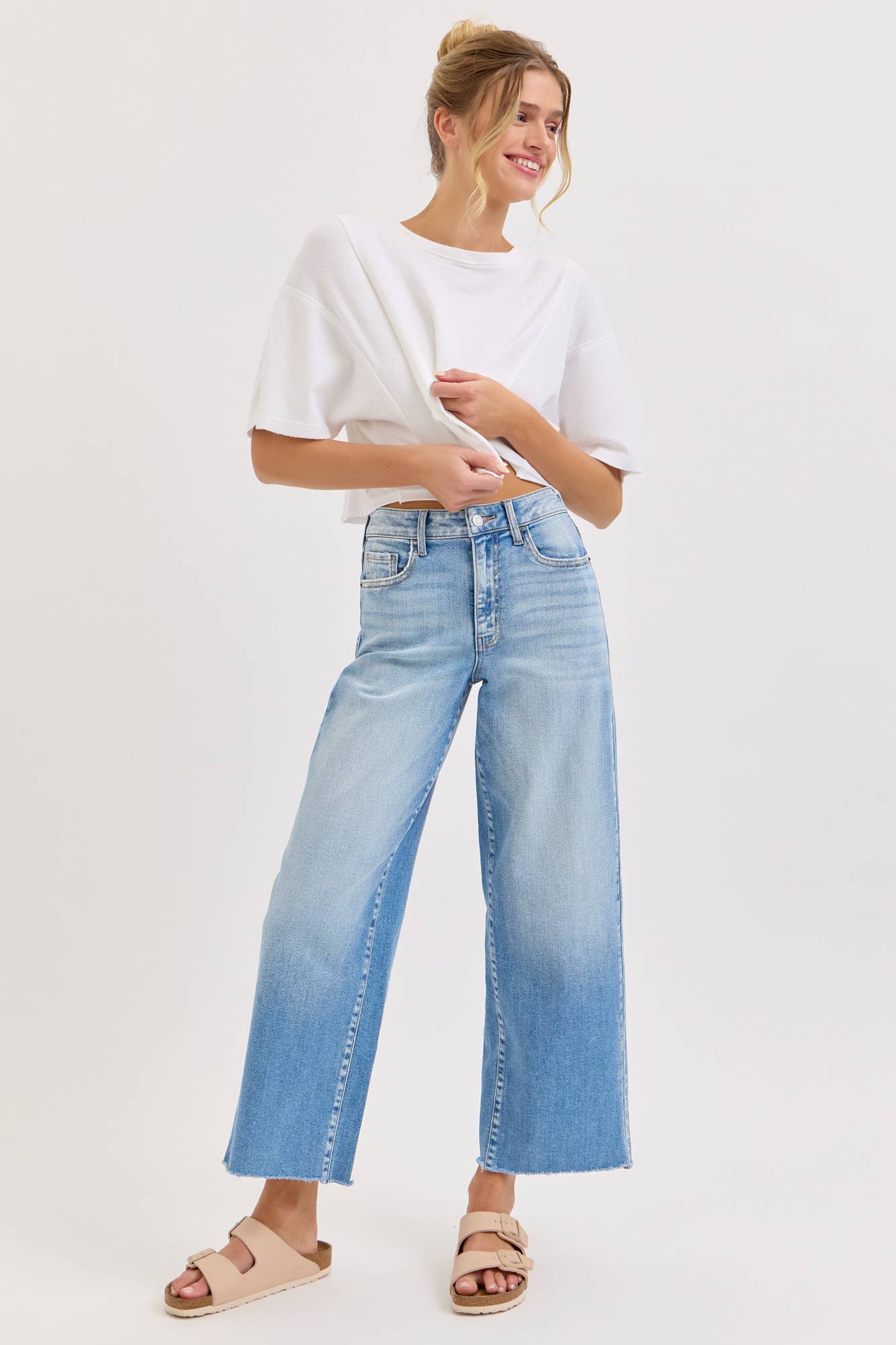 High Rise Crop Wide Leg Denim