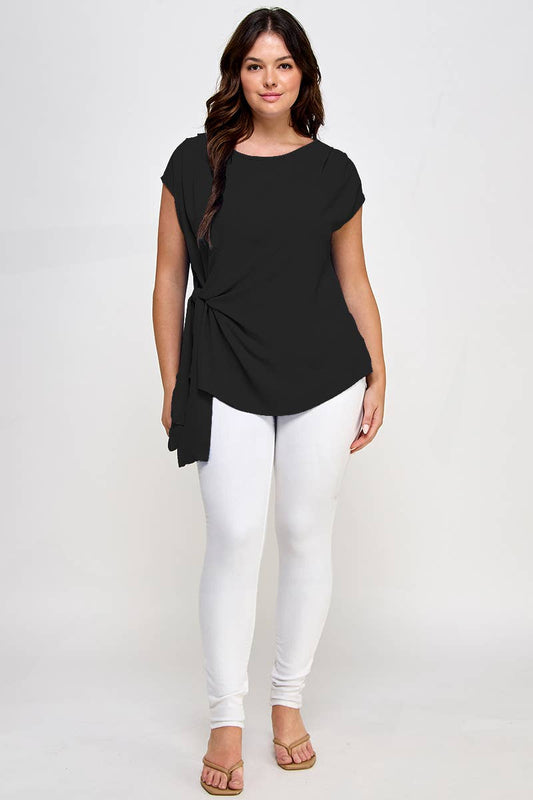 Curve Collection Tie Waist Black Top 1X-3X