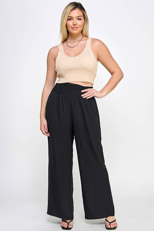 Curve Collection Smocked Wide-Leg Pant 1X-3X