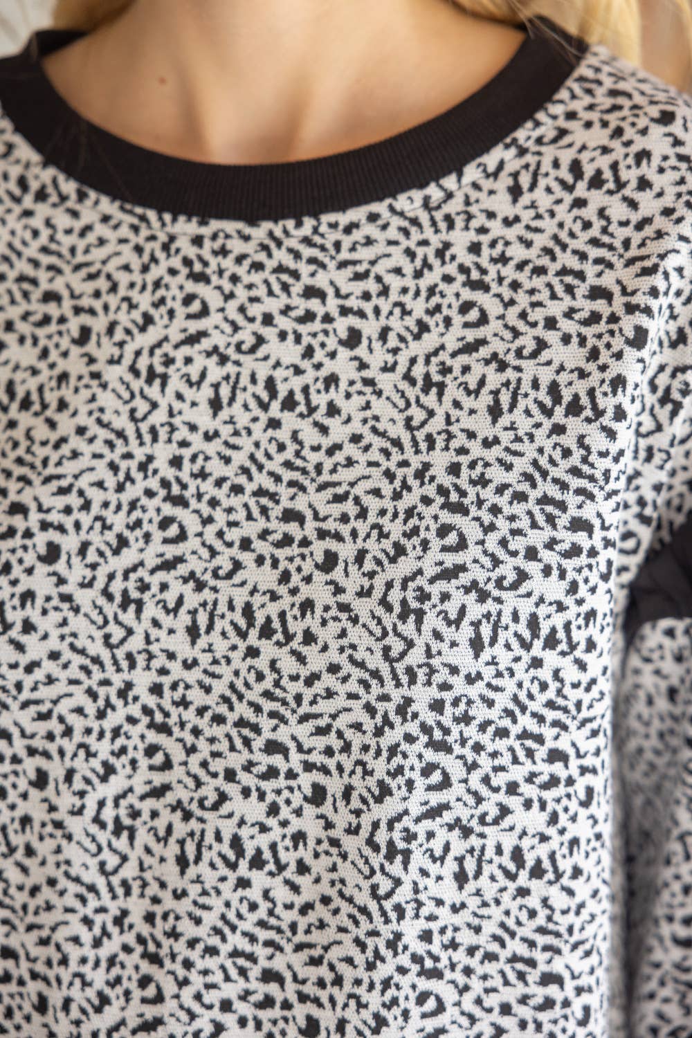 Leopard Ruffle Long Sleeve Knit Top