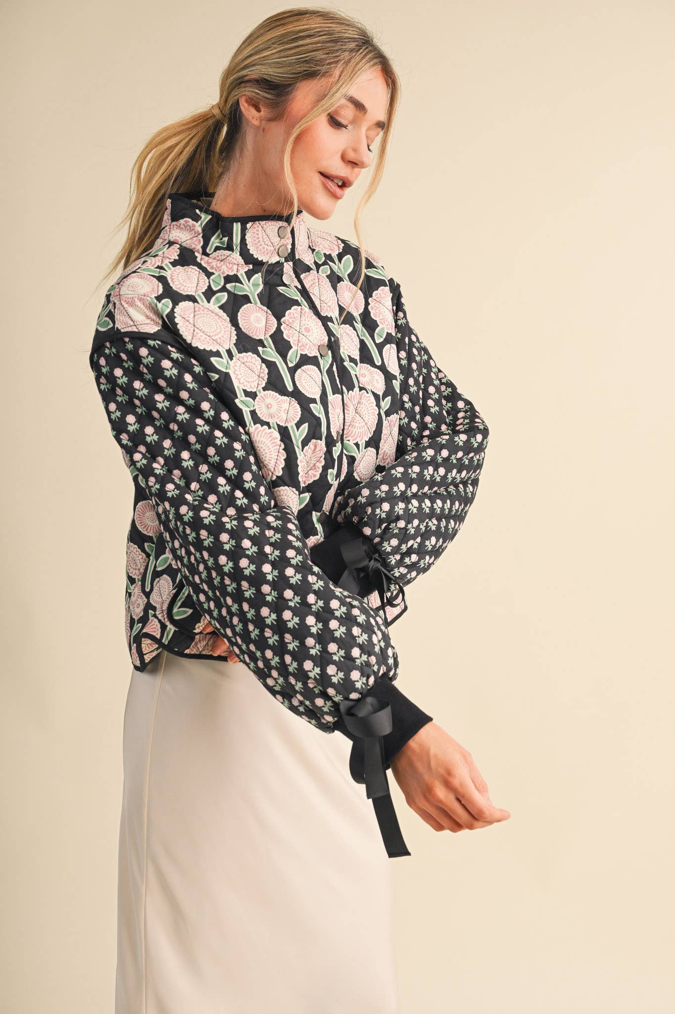 QUILTED FLORAL PRINT JACKET
