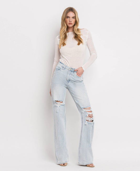 90'S VINTAGE SUPER HIGH RISE FLARE JEANS