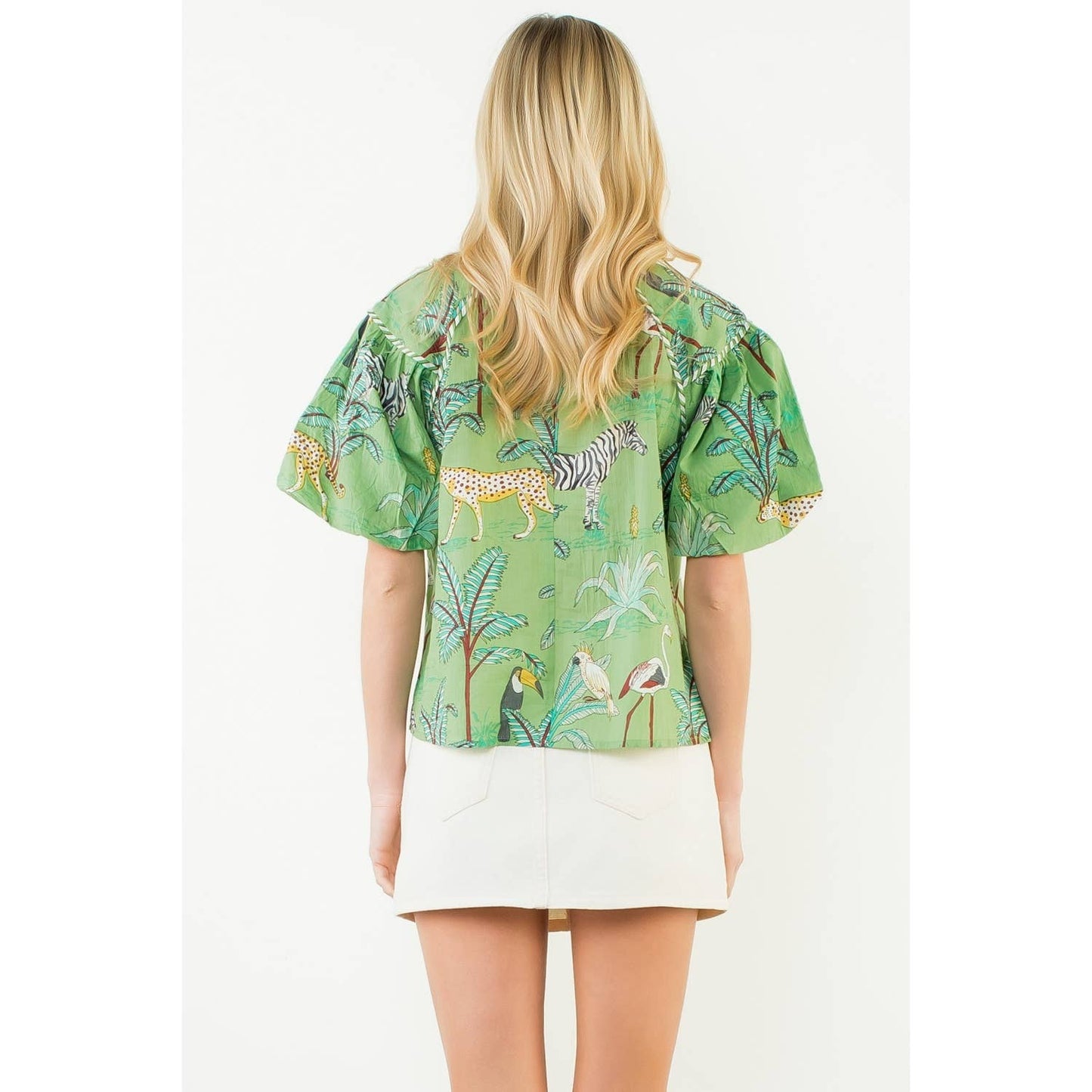 Puff Sleeve Animal Print Top