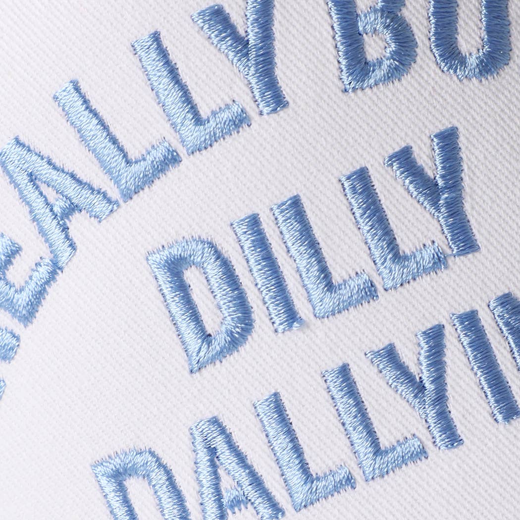 REALLY BUSY DAILLY DALLYING Embroidered Seersucker Brim Hat