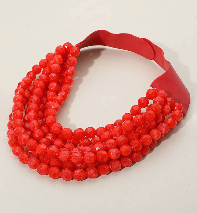 MAGNETIC CHUNKY BEADED LAYERED NECKLACE