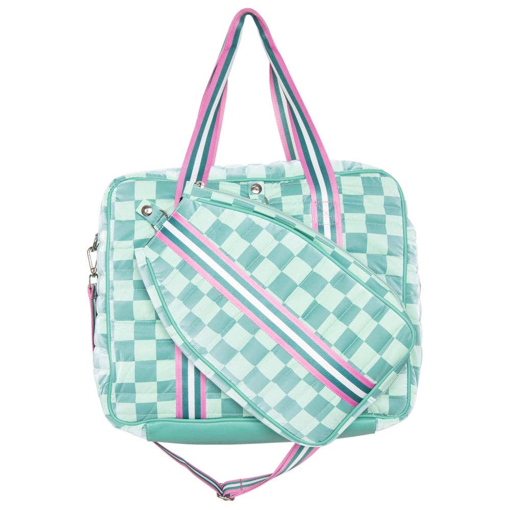 Teal Checkerprint Pickleball Duffle Bag