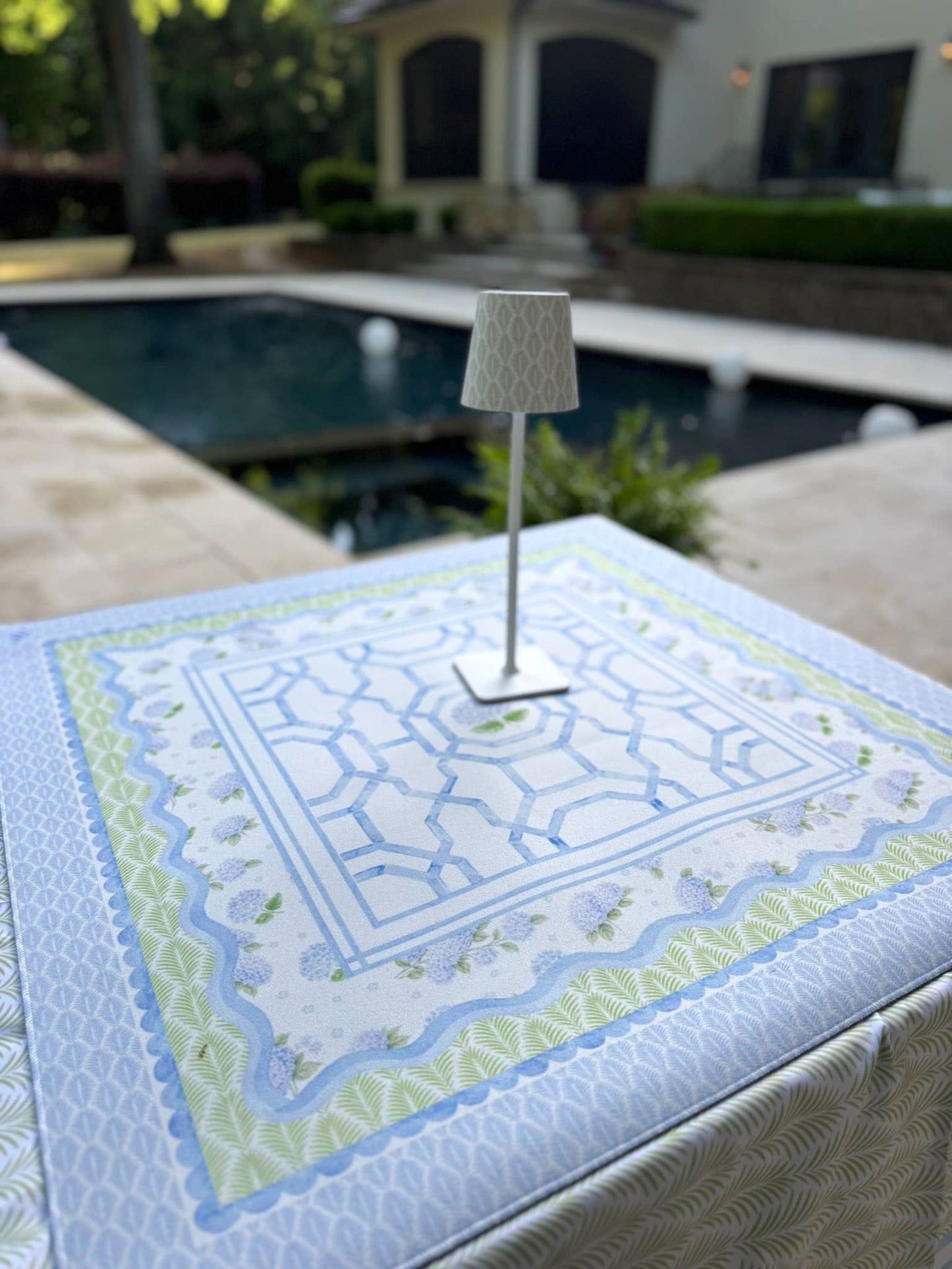 The House of Hydrangea Mahjong Mat | Floral [Non-Neoprene]