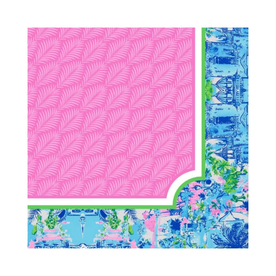 NEOPRENE Palm Beach Collection Mahjong Mat | Pink Blue Lime
