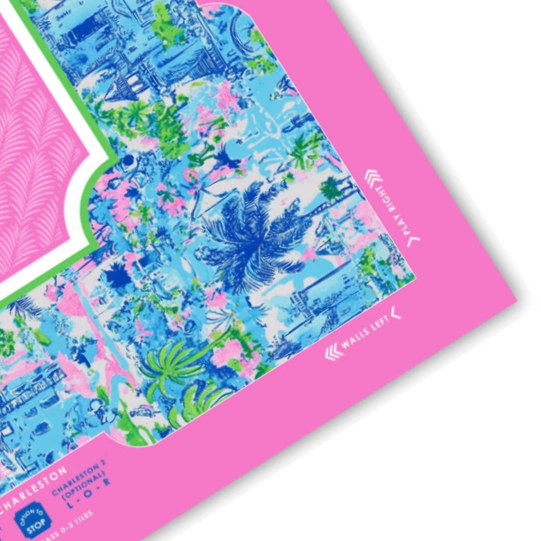 NEOPRENE Palm Beach Collection Mahjong Mat | Pink Blue Lime