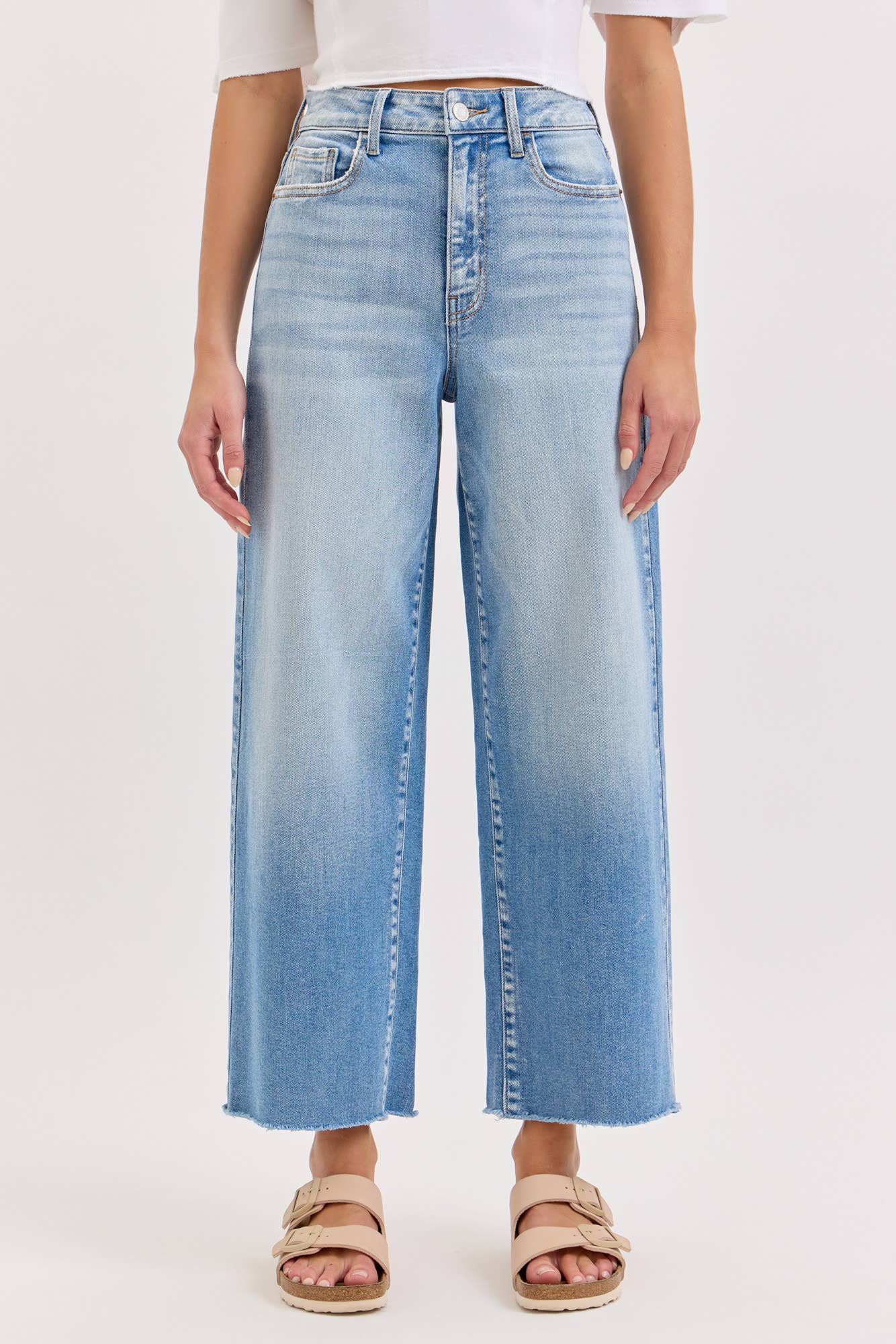 High Rise Crop Wide Leg Denim