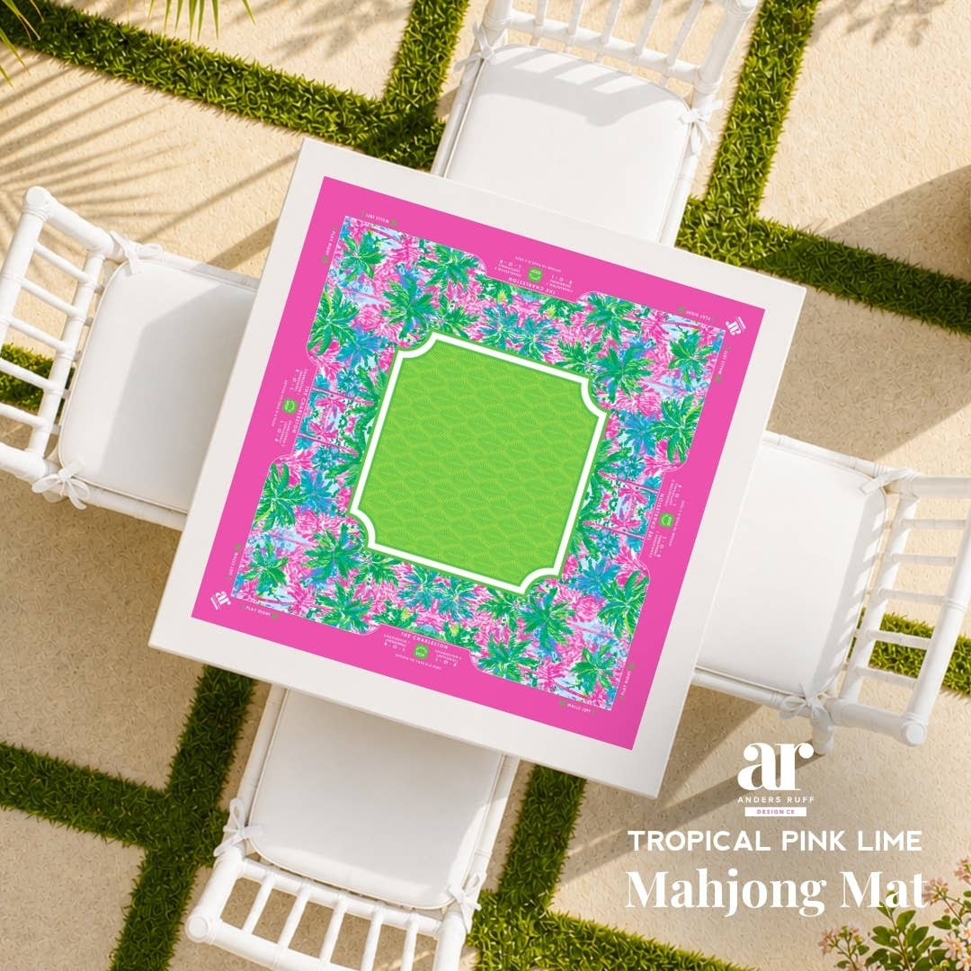 NEOPRENE Palm Beach Collection Mahjong Mat | Pink Blue Lime