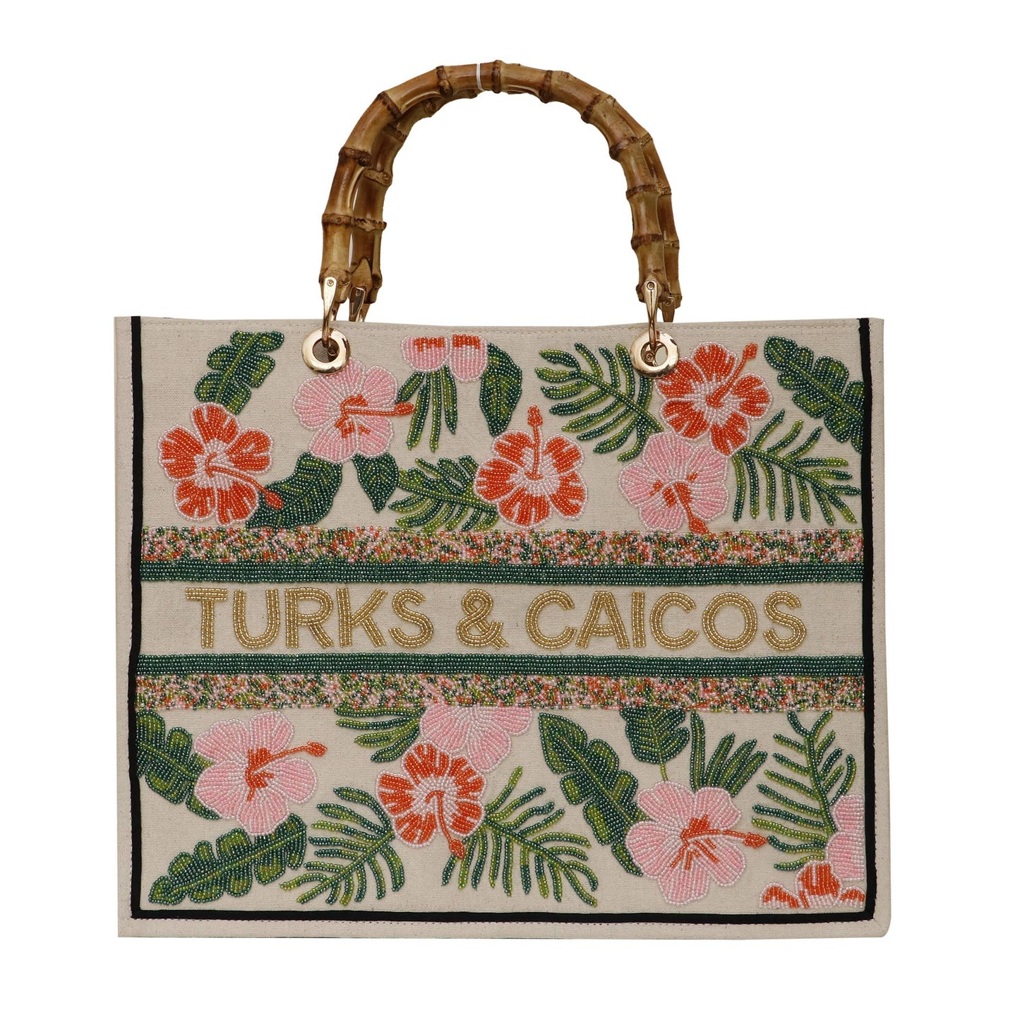 Ivory Canvas/Multi * personalize this tote with your name or favorite vacation spot