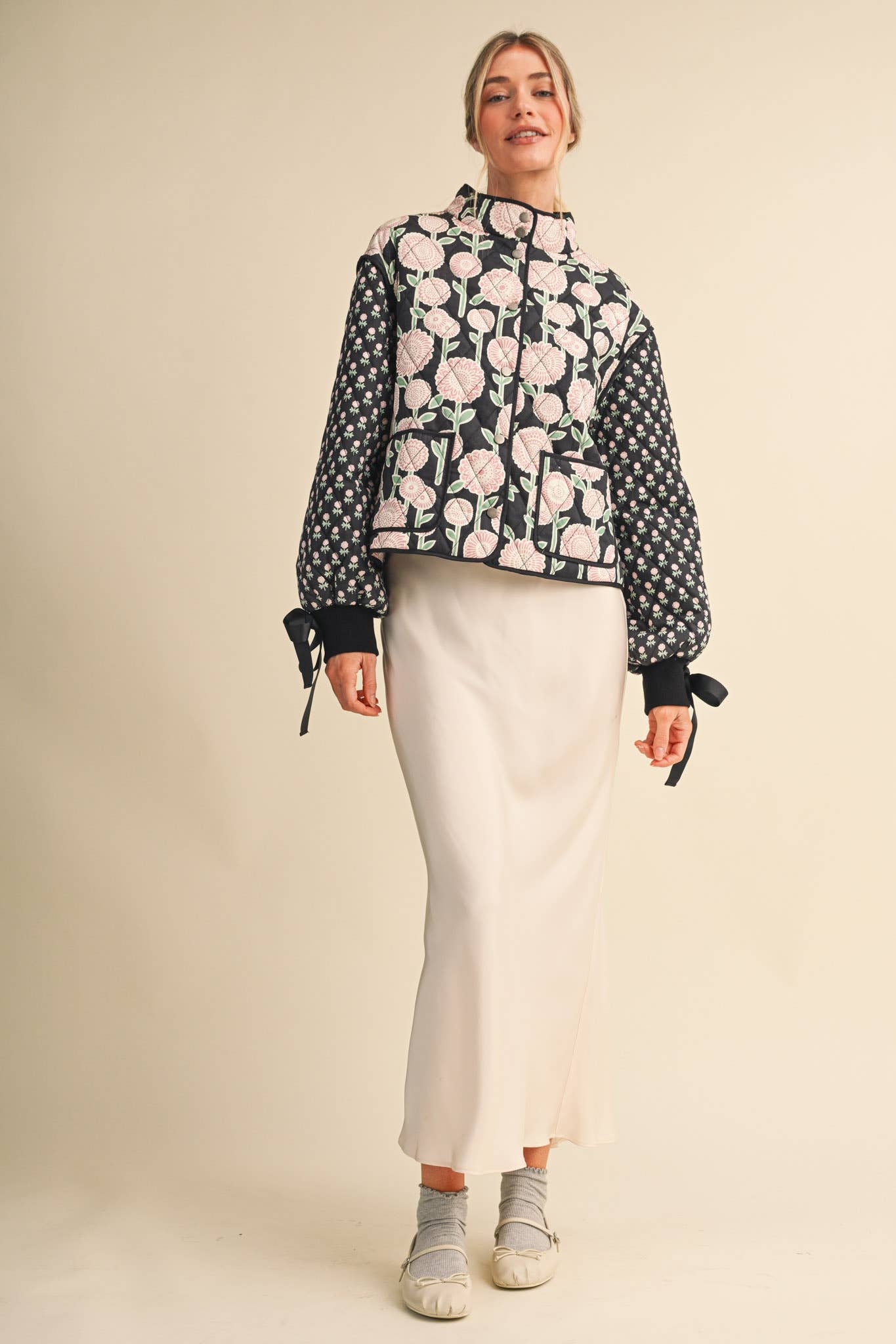 QUILTED FLORAL PRINT JACKET