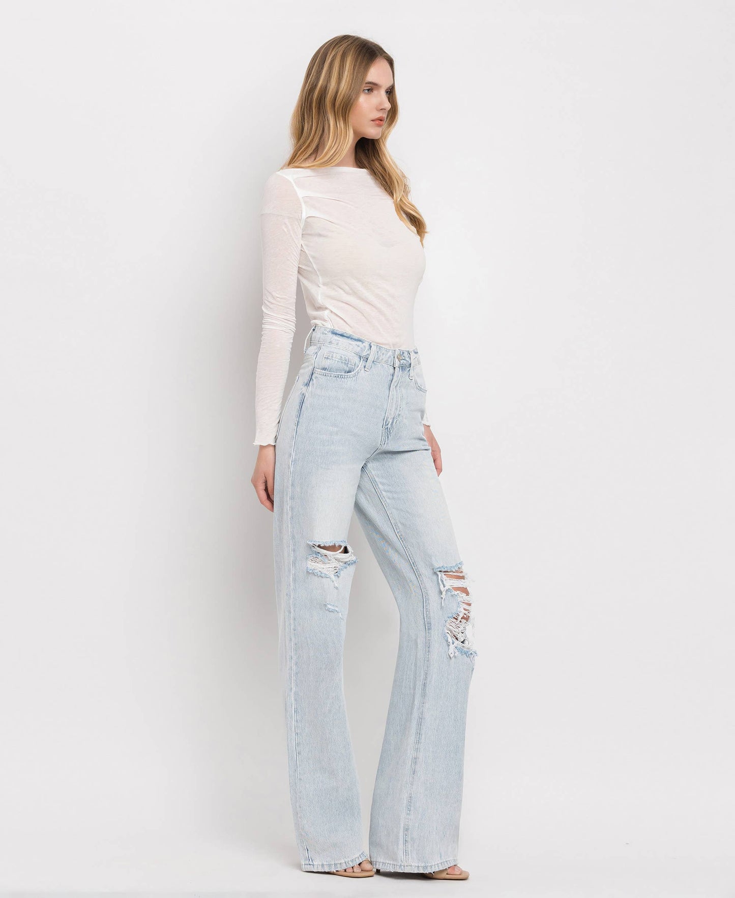 90'S VINTAGE SUPER HIGH RISE FLARE JEANS