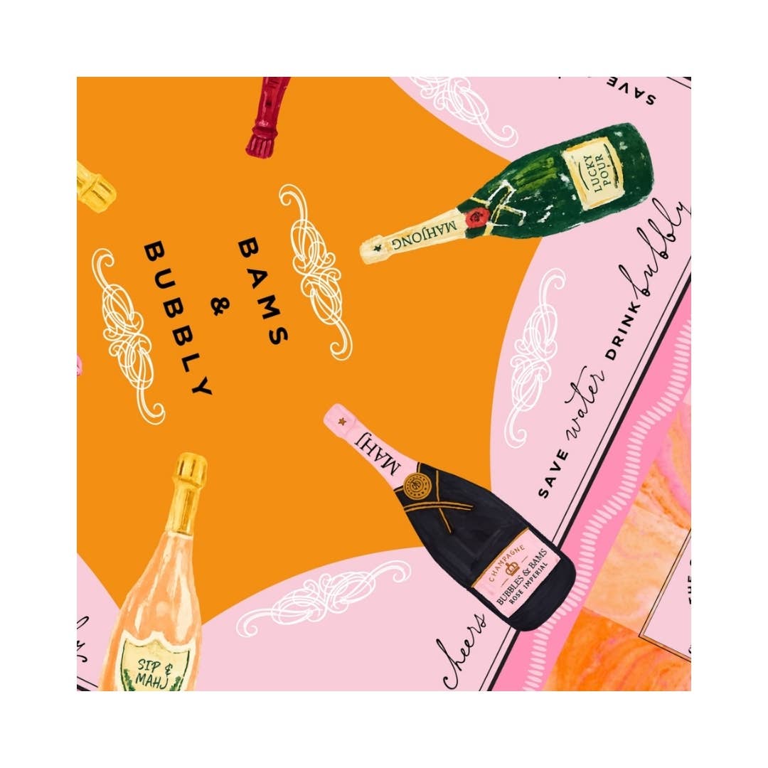 Bams & Bubbly Mahjong Mat | Champagne TRAVEL [Non Neoprene]