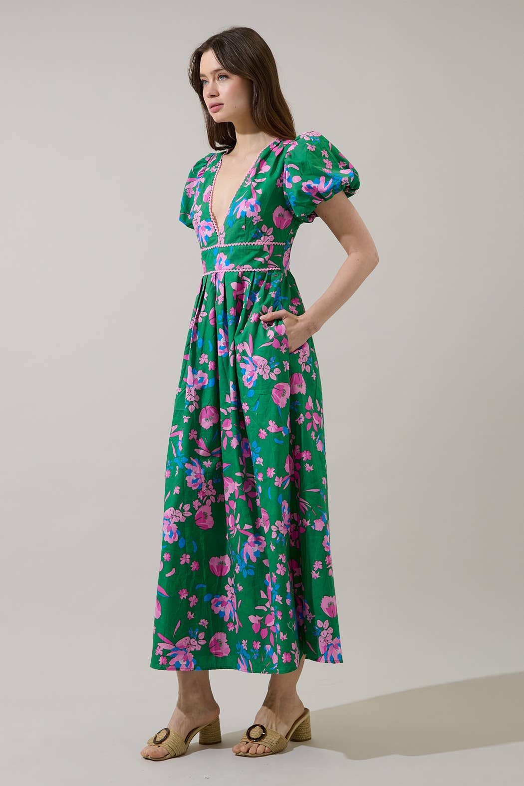 Jaylene Pleated Maxi Dress Denavi Floral